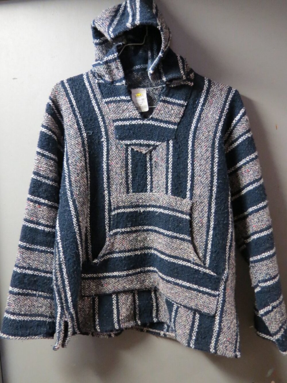 Men's Hooded Baja Style pullover - Medium mixed colors